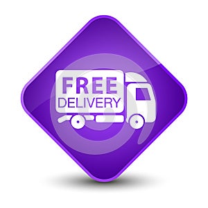 Free delivery truck icon elegant purple diamond button