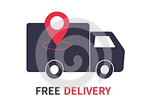 Free delivery truck icon. Fast shipping. Design for website and mobile apps. Vector illustration