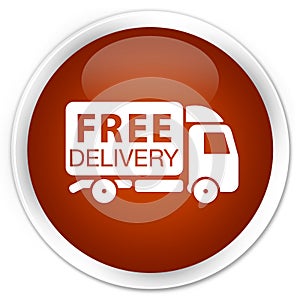 Free delivery truck icon premium brown round button