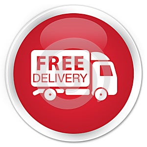 Free delivery truck icon premium red round button