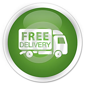 Free delivery truck icon premium soft green round button