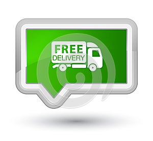 Free delivery truck icon prime green banner button