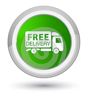 Free delivery truck icon prime green round button