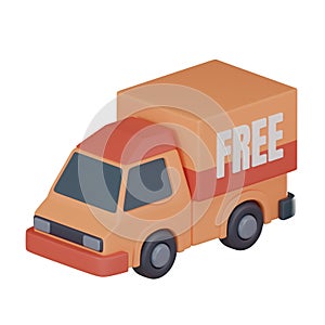 Free delivery truck logistics icon 3D render