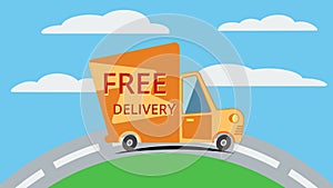 Free delivery van. Vector.