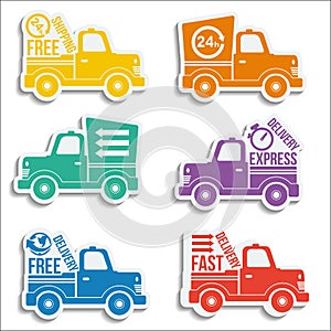 Free delivery vans icon set