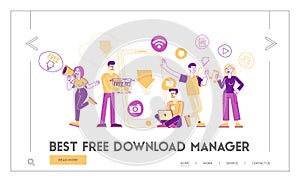 Free Download Landing Page Template. Characters at Huge Smartphone Transfer and Sharing Files Using Torrent Servers