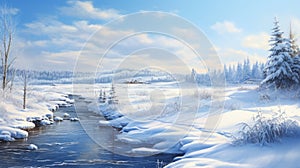 Free Download: Photoreal Winter Landscape Wallpaper In Quebec Province