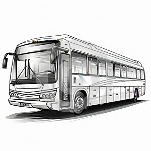 White City Bus Line Art On White Background photo