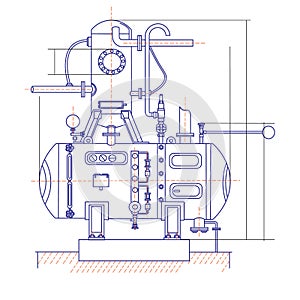 Free drawing of a refrigerating machine