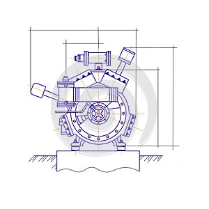 Free drawing of a refrigerating machine