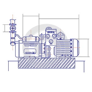 Free drawing of a refrigerating machine