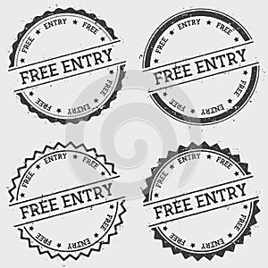 Free entry insignia stamp isolated on white.