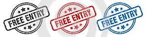 free entry stamp. free entry round isolated sign.