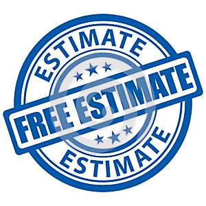 Free estimate. Blue vector stamp icon.