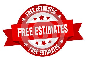 free estimates round ribbon isolated label. free estimates sign.
