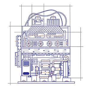 Free fantasy drawing of a refrigerating machine.