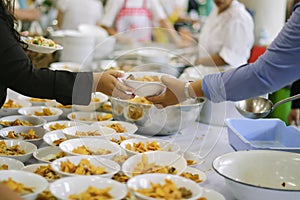 Free food for poor and homeless people donates food to food less people : Food concept of hope
