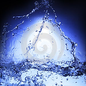 free form of blue splashing water use for nature background ,backdrop,and refreshment theme photo