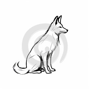 Free Fox Sketch In Dark White And Dark Cyan Style photo