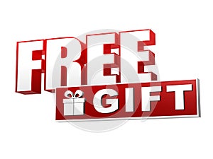 Free gift with present box symbol in red white banner - letters