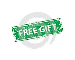 Free gift stamp vector texture. Rubber cliche imprint. Web or print design element for sign, sticker, label
