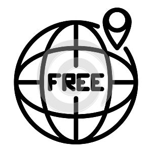 Free global shipping icon, outline style