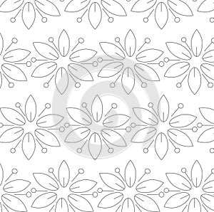 Free hand bold floral print vector black and white
