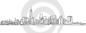 Free hand sketch of New York City skyline. Vector Scribble