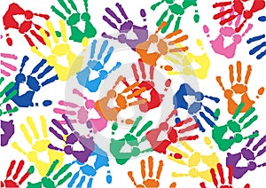 Free hands prints colorful vector background