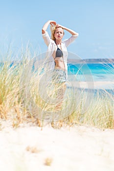 Free Happy Woman Enjoying Sun on Vacations.