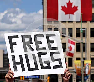 Free Hugs Sign on Canada Day
