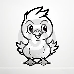 Free Kids Printable Cartoon Chicken Drawing - Feminine Sticker Art Style