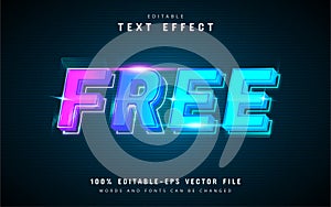 Free neon text effect with blue gradient