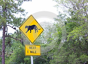 Free panthers crossing road sign
