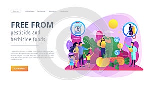 Free from pesticide and herbicide foods concept landing page.