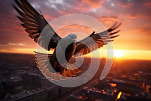 Free Pigeon flying wing. Generate Ai