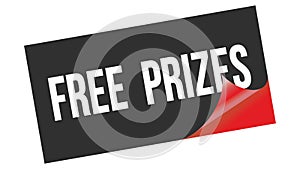 FREE  PRIZES text on black red sticker stamp