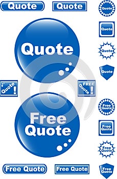 Free quote glossy button blue icon