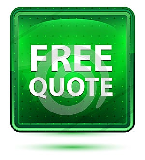 Free Quote Neon Light Green Square Button