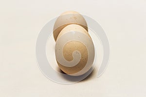 free-range chicken eggs on a plain background