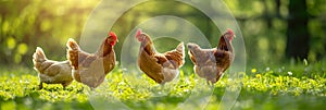 Free-Range Hens Roaming in Sunlight