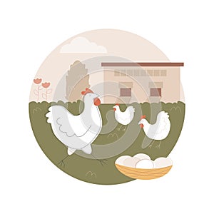 Free run chicken and eggs abstract concept vector illustration.