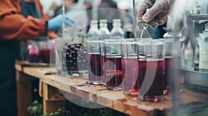 A free sample station allowing attendees to try different elderberry drinks and discover their favorites