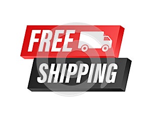 Free shipping. Badge with truck. Vector stock illustrtaion