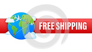 Free shipping. Badge with truck. Vector stock illustrtaion