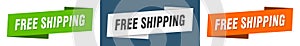 Free shipping banner. free shipping ribbon label sign set