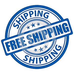 Free shipping. Blue vector stamp icon.