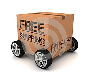 Free shipping cardboard box 3d illustration