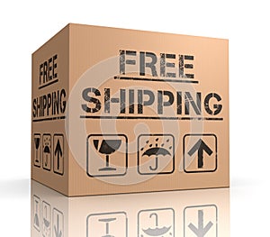 Free shipping cardboard box 3d illustration